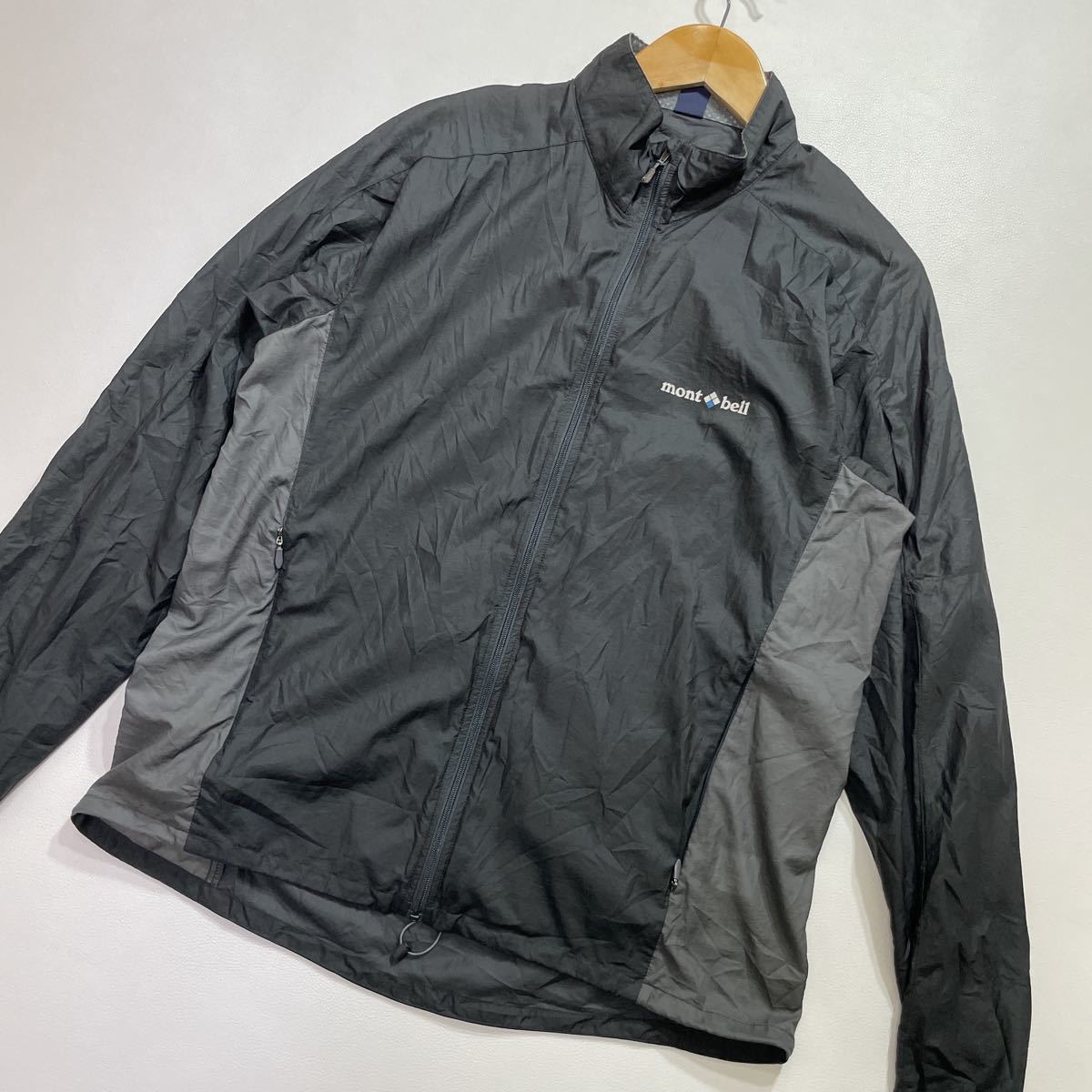 51 mont-bell モンベル U.L.ストレッチ ウインド ジャケット リフレクターロゴ 軽量 サイズL アウトドア キャンプ ブラック 黒 30911P