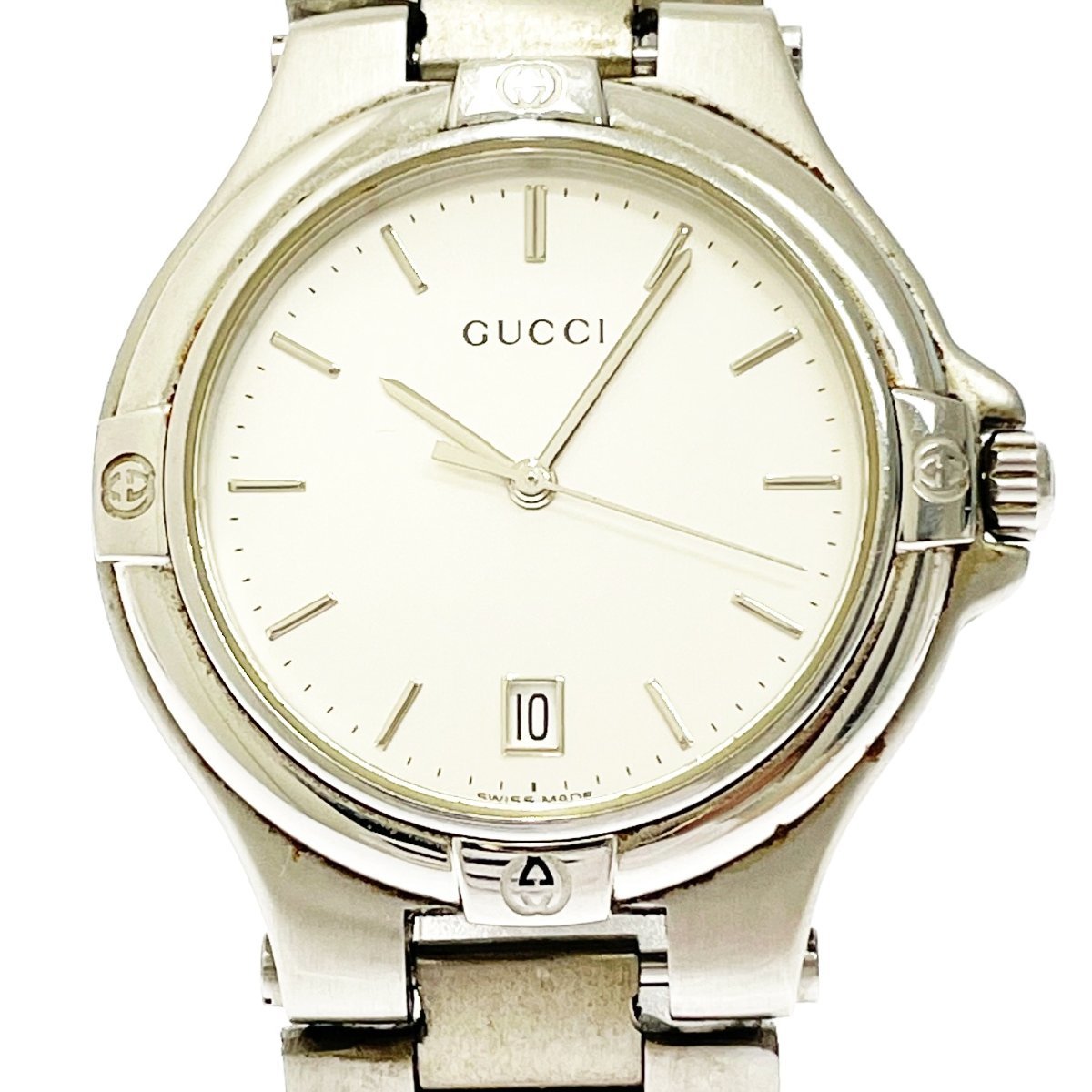 9040M グッチ シルバー文字盤 GUCCI デイト メンズ ⁄ GUCCI(グッチ 