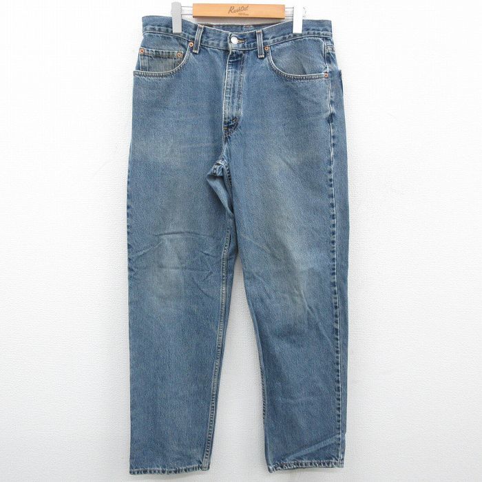 W33/古着 ジーンズ Levis リーバイス 550 メンズ 90s ヒゲ コットン テーパード 紺 ネイビー デニム 23sep13 中古 ボトムス ジーパン Gパン