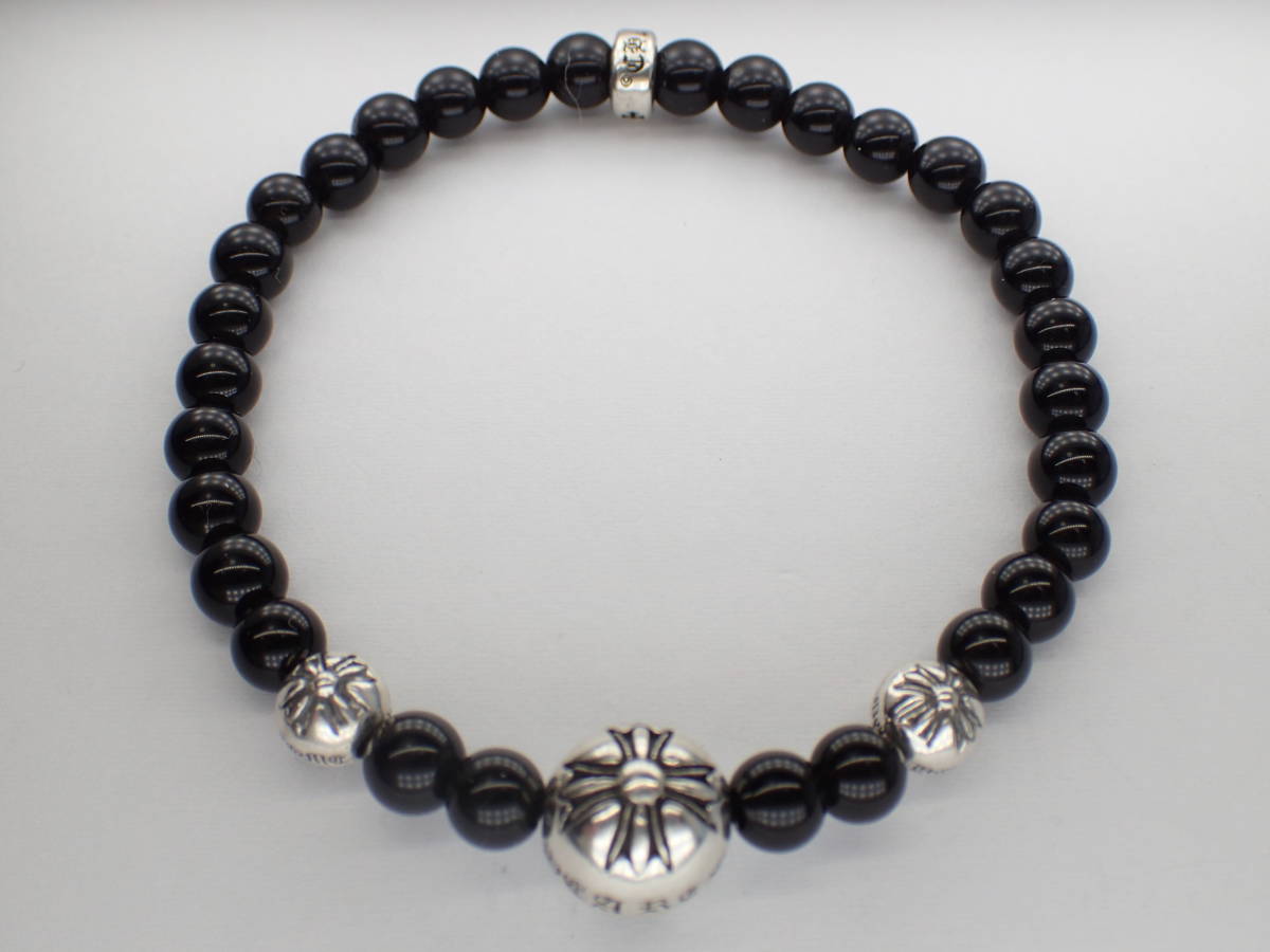 正規品CHROME HEARTS ★4㎜オニキスビーズブレスレット★