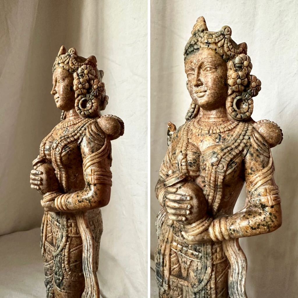 オリエンタル モダン オブジェ インド 女神 像 / 仏像 古銅 ガンダーラ