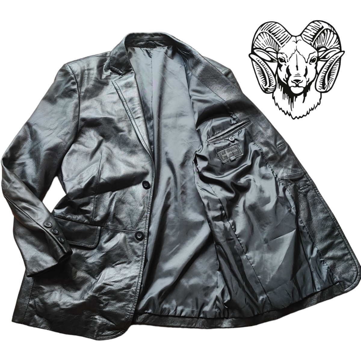 極上のトロトロ感! テーラードジャケット ラムレザージャケット 羊革 レザーテーラードジャケット LL ロングテーラード コート アウター XL