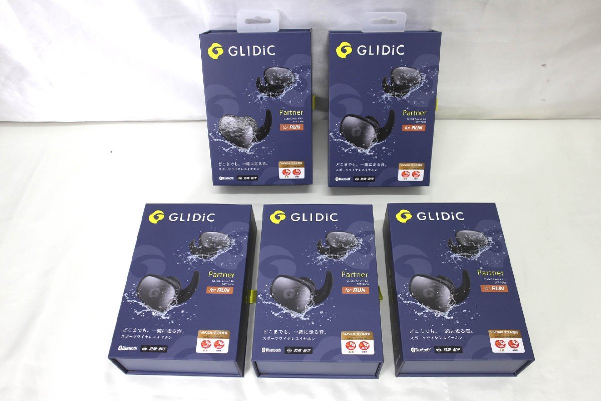＜未開封品＞GLIDiC Sound Air SPT-7000 トゥルーワイヤレスイヤホン グレイッシュブラック 5個セット（12723082313744IK）