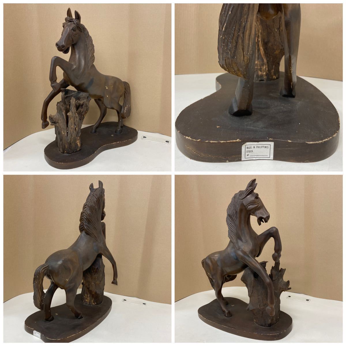 馬 木彫り 彫刻 アート 置物 インテリア 工芸品 美術品 木細工 21体 