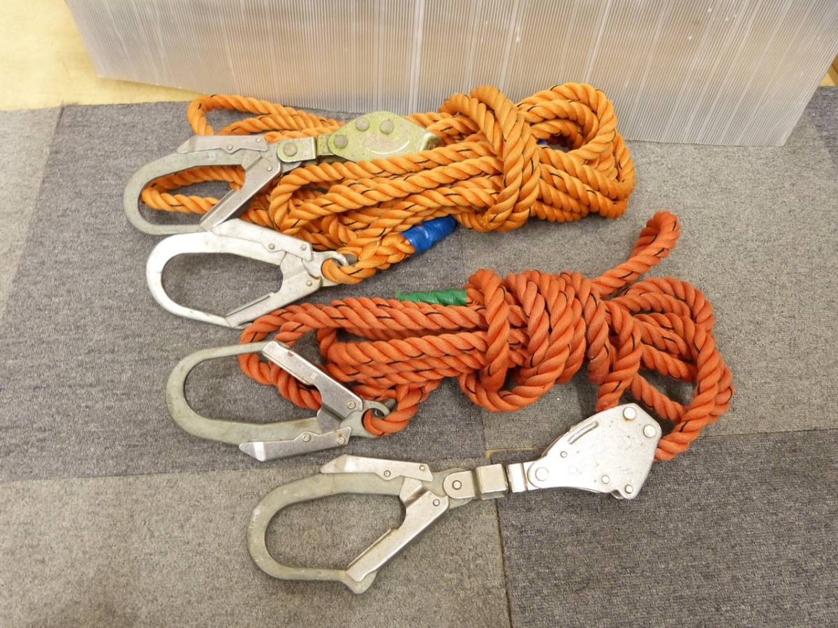 親綱ロープ 2本セット Φ16 約6ｍ 約10ｍ DAIKA 緊張器付き 中古現状品