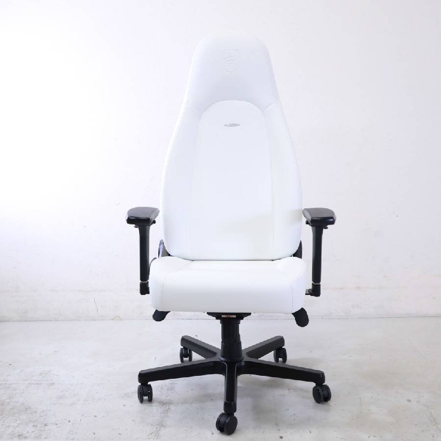 ★noble ICON ハイバックゲーミングチェア ホワイト ハイテクビニールレザー 135°リクライニング デスクチェア ノーブル アイコン○675h18