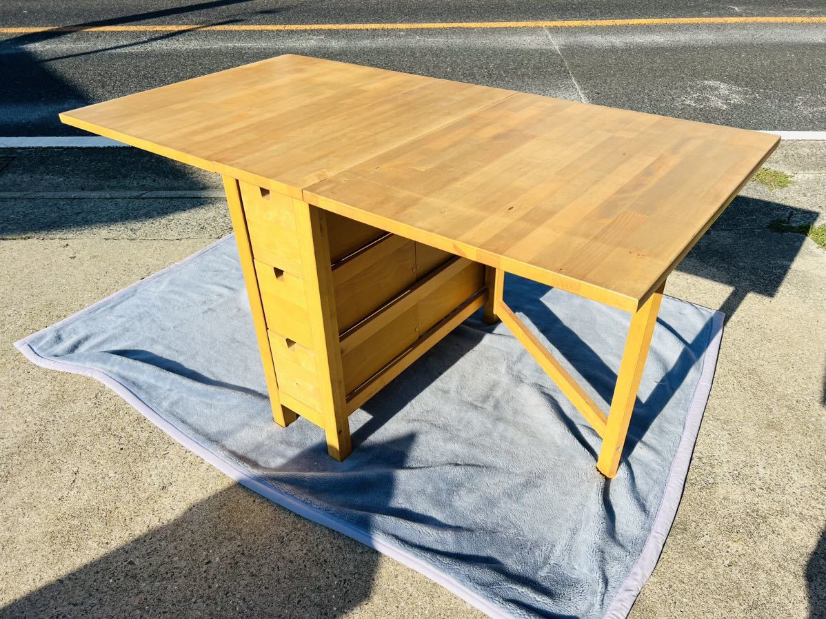 NORDEN ノールデン/ゲートレッグ テーブル/バタフライテーブル/ダイニングテーブル/作業台/お店店 舗/引き出し付き/IKEA イケア