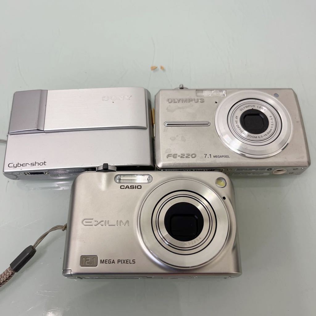 a●CASIO EXILIM SONY Cyber-shot olympus FE-220 3個セット　動作未確認　コンパクトデジタルカメラ 