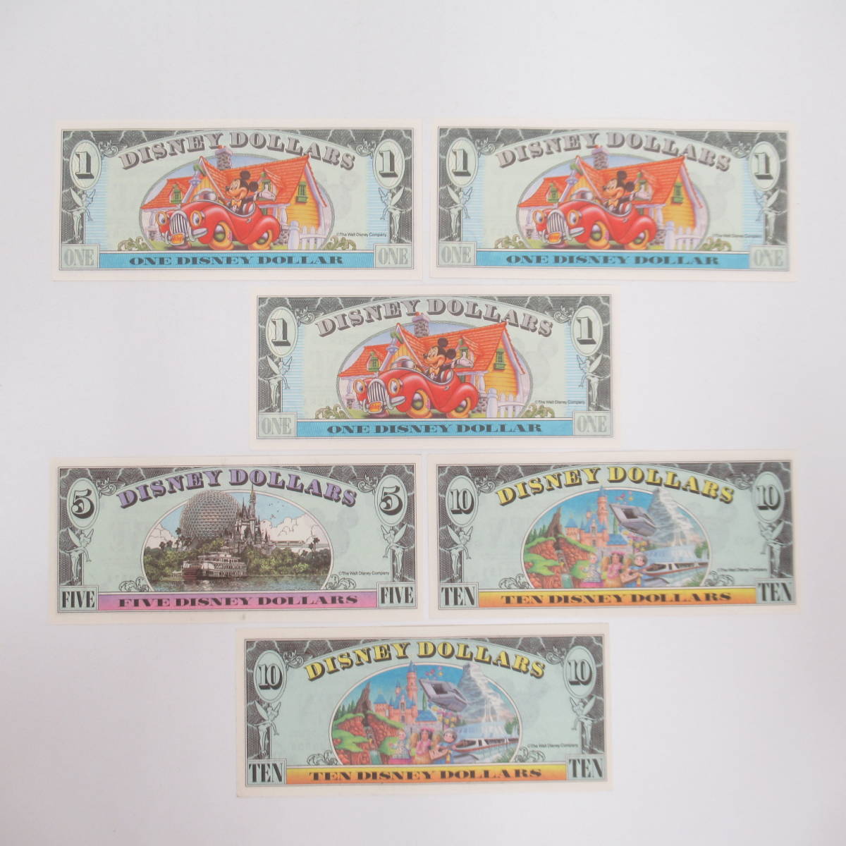 DISNEY DOLLARS ディズニーダラー 65周年 記念 1ドル札含む 1ドル×3枚 