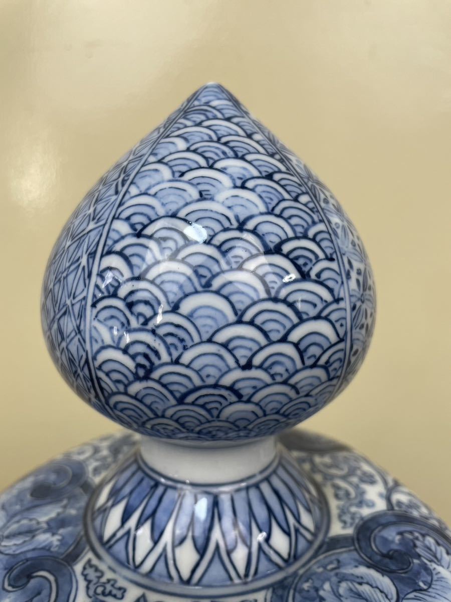 平戸焼 玉泉 特大 沈香壺 染付 唐人図無形文化財 飾壺 高さ約73cm