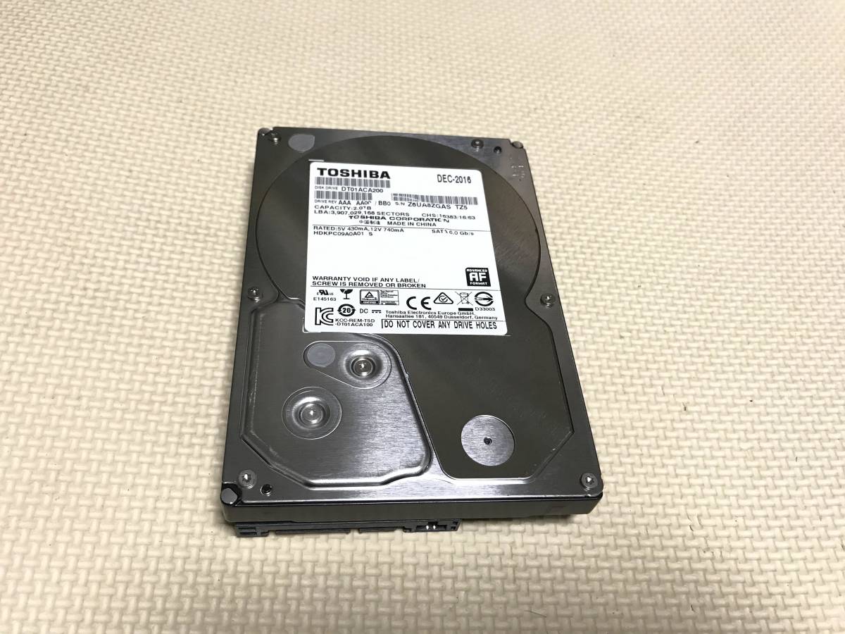 M0632 TOSHIBA 2TB HDD DT01ACA200 3.5インチHDD SATA