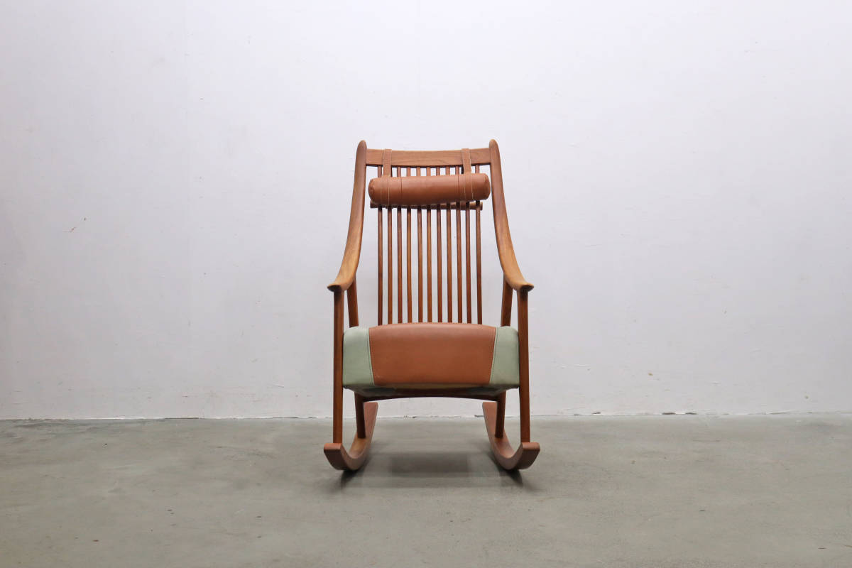 展示品 BC工房 チーク材 総本革 ロッキングチェア 和モダン 名作 展示品