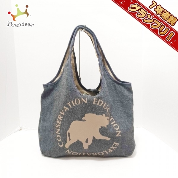 ハンティングワールド HUNTING WORLD トートバッグ ナイロン×天然繊維 グレー×ライトブラウン バッグ