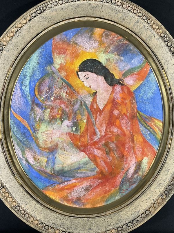 真作■アクリルフレスコ画■金森良泰■『風翔』■逸品 ・フレスコ画家 千葉大学名誉教授　2a