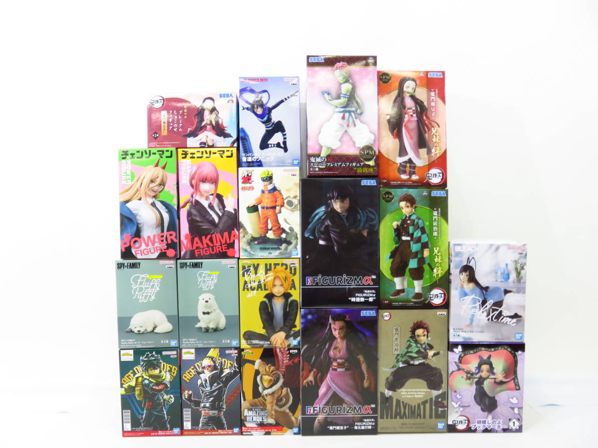 n3635k 【未開封】 少年誌フィギュア 19種 AMAZING ヒロアカ ホークス BLEACH ジゼル 鬼滅の刃 NARUTO 音速のソニック 他 [056-000100]