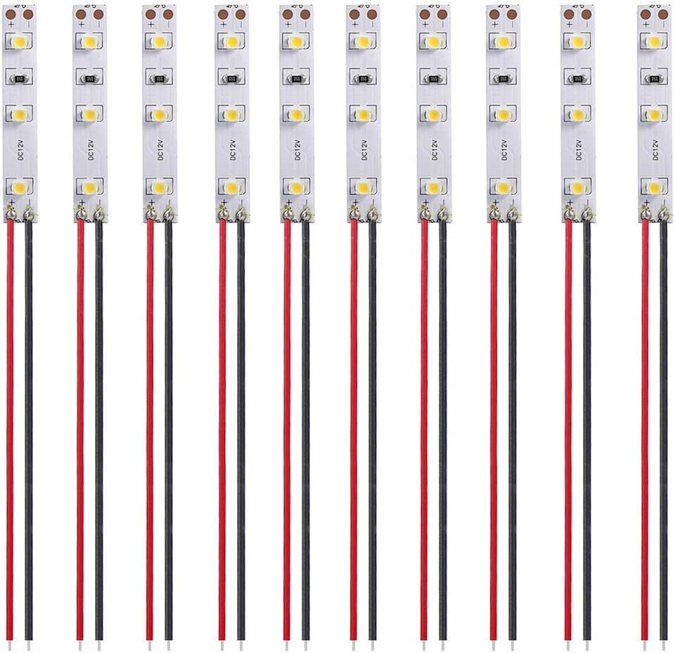 ジオラマ電飾に 温白色 のLEDフレキシブルストリップライト 50mm テープＬＥＤ 10本入り 配線付き 12V_3