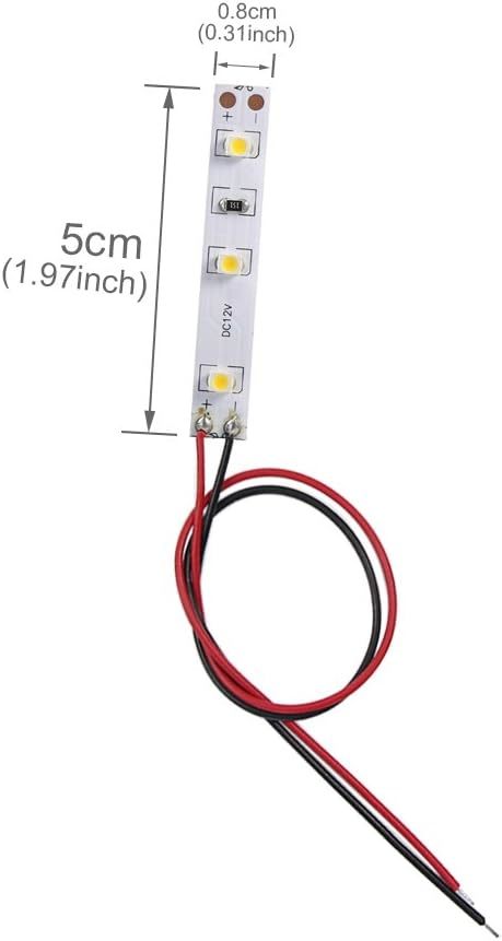 ジオラマ電飾に 温白色 のLEDフレキシブルストリップライト 50mm テープＬＥＤ 10本入り 配線付き 12V_5