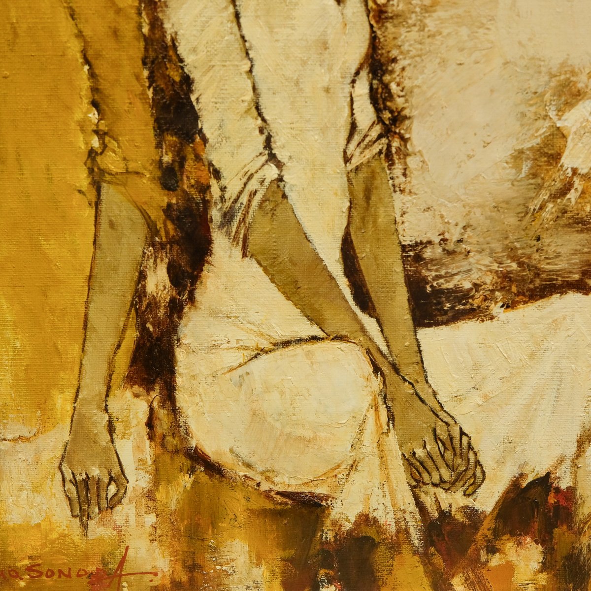 1円 おたからや x0313 園田郁夫 路傍 油彩F8号 人物画 女性像 絵画