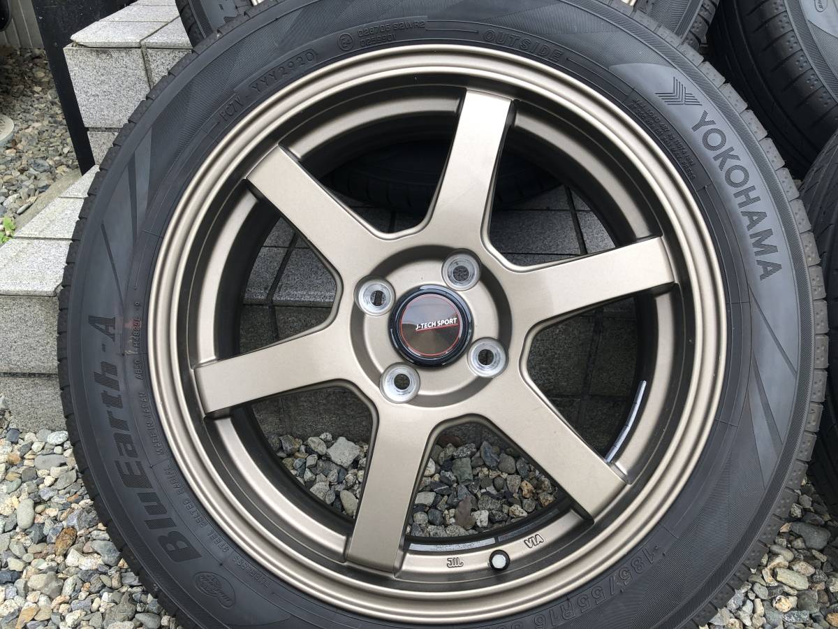 J-TECH S-6 16インチ 6.0J +48 4H 100 & 185/55R16 2020年製 ヨコハマ 