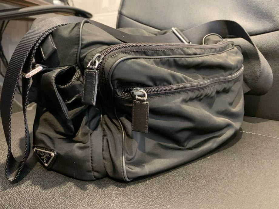 難あり 本物 正規品 PRADA ショルダーバッグ ブラック ナイロン プラダ 