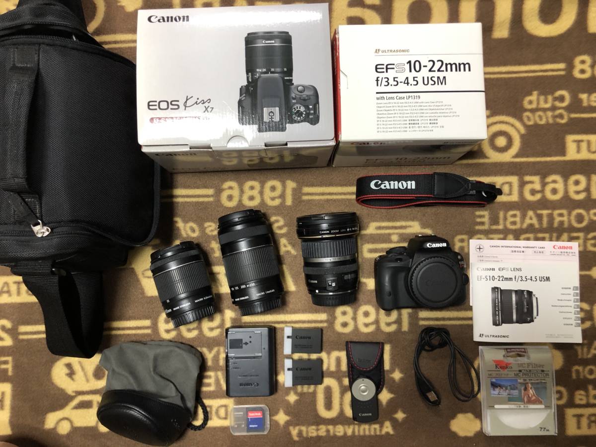  超 キャノン EOS X7 本来のダブルズームレンズ２種類＋超広角レンズ 純正バッテリー&times;２ シャッターリモコンなど付属多数(キヤノン)｜売買されたオークション情報、yahooの商品情報をアー キヤノン