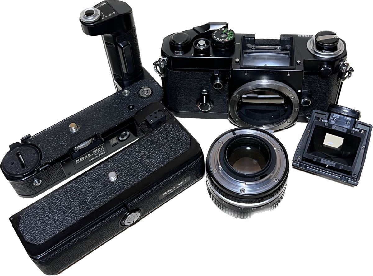 Nikon F2 アイレベル ブラック+モータードライブMD-3+MB-1+NIKKOR 50mm 