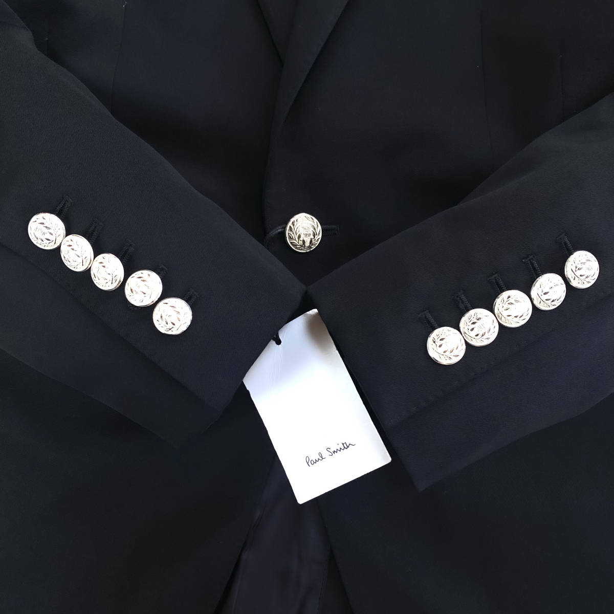 極美品銀釦Paul Smithテーラードジャケット銀メタル釦L~Mブラック黒