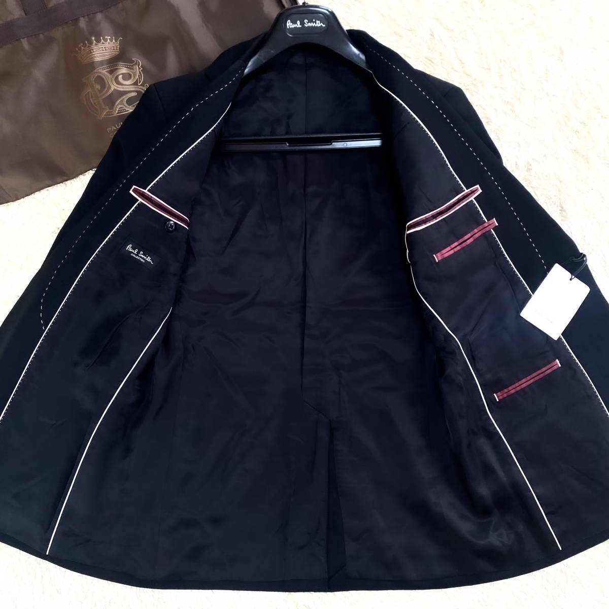 極美品銀釦Paul Smithテーラードジャケット銀メタル釦L~Mブラック黒