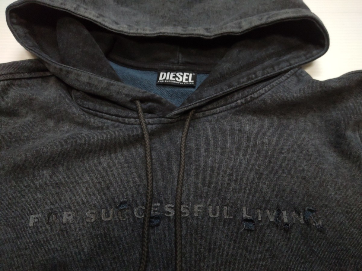 美品☆DIESEL ディーゼル☆ダメージ加工 プルオーバー パーカー 