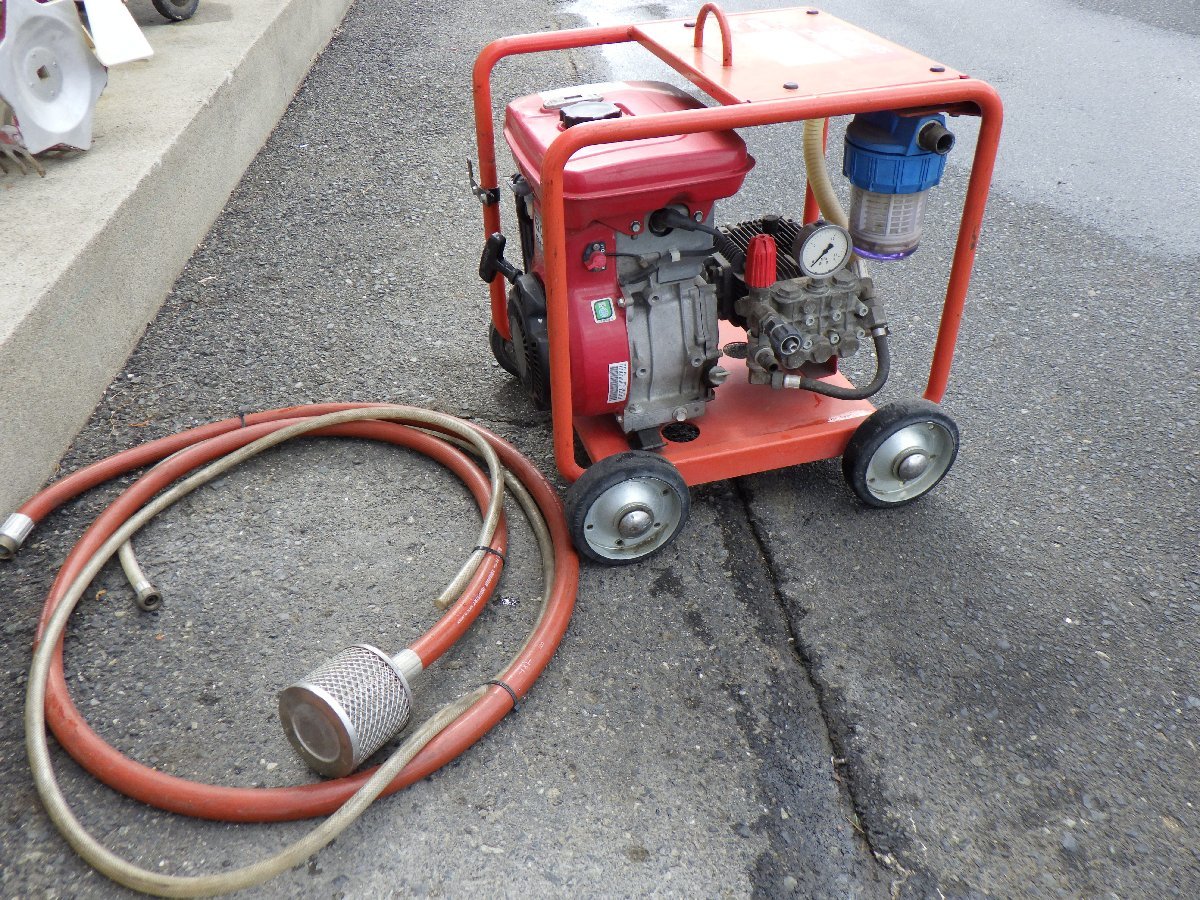 スーパー工業　SER-3005-3 高圧洗浄機 エンジン始動 パレット発送 ホース付き 車輪付き ガソリン 洗浄 中古品 現状渡し 231007