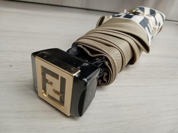 ズッカ柄 フェンディ FENDI 折りたたみ傘 折り畳み傘 ブラウン 美品 FF