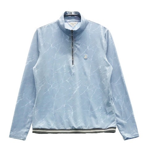 LANVIN SPORT ランバン スポール ハイネックハーフジップ長袖Tシャツ 総柄 ブルー系 38 [240101048092] ゴルフウェア レディース