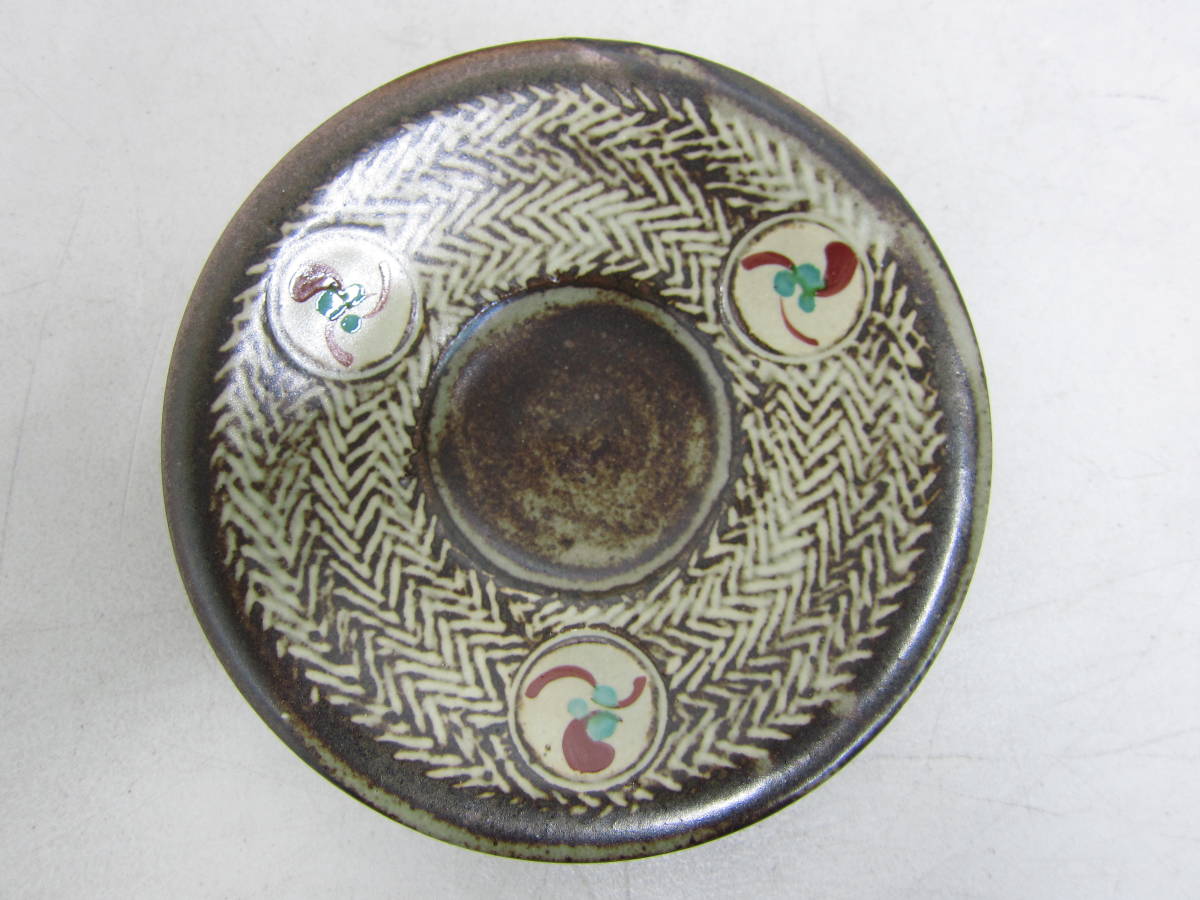 島岡達三 人間国宝 草花文 珈琲碗皿 赤絵 象嵌 | 島岡 工芸品 カップ 