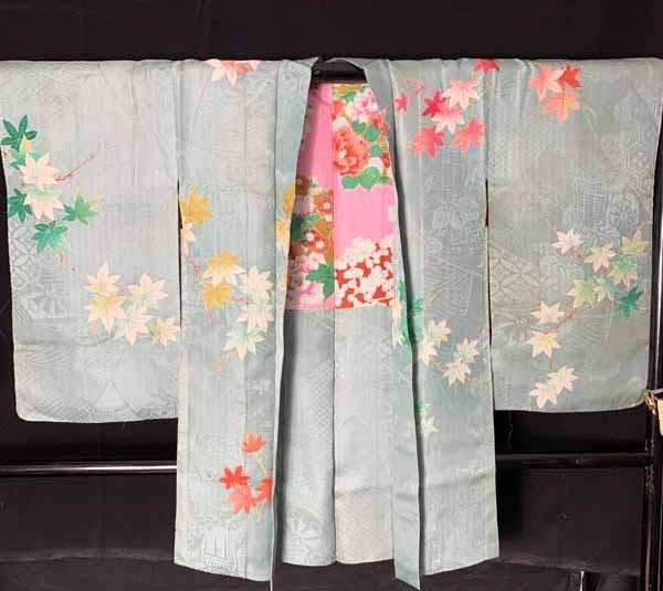 ☆きものさらさ アンティーク着物帯☆羽織 大正ロマン 正絹 紅葉 楓 秋