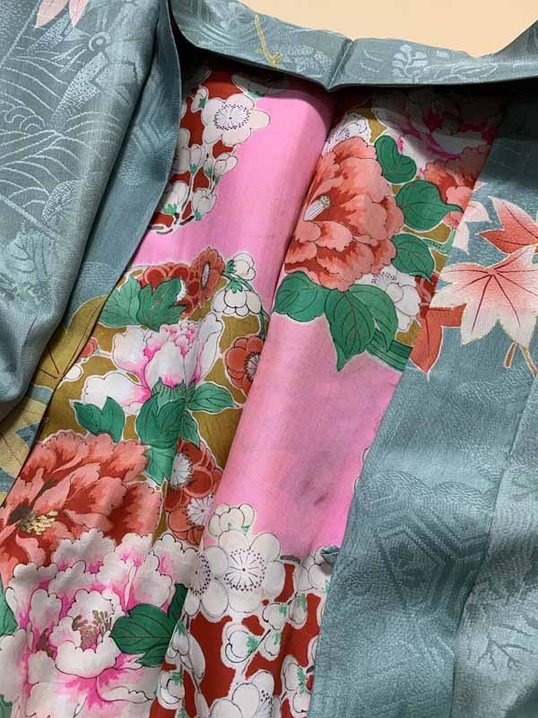 アンティーク 紋錦紗 躑躅の花 袷小紋 大正ロマン 花柄 アンティーク