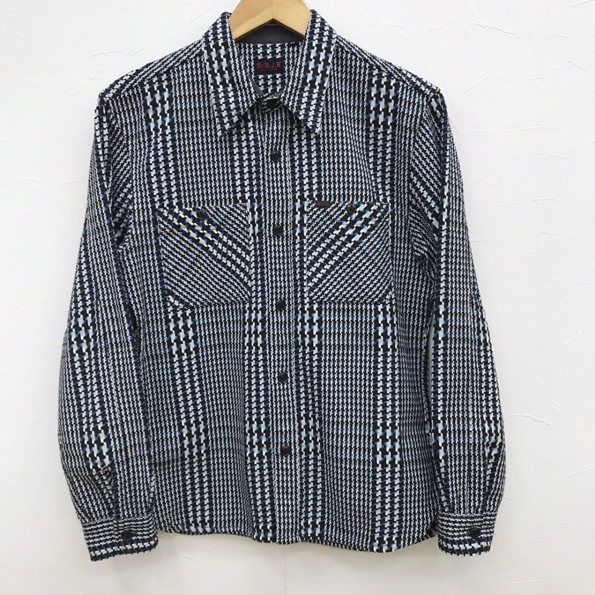 フラットヘッド RJB 新品 千鳥チェック シャツ 38 即決 #T1196_CS142S●4 フラットヘッド 0 RJB ウエスタンシャツ長袖38(M) (FLATHEADフラットヘッド千鳥柄ネルシャツ日本製ピンク黒) &frasl;