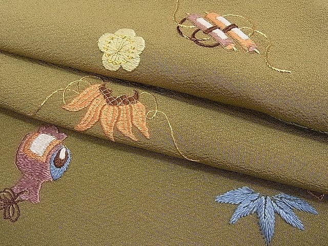 平和屋1■訪問着　総刺繍　相良刺繍　吹き寄せ宝尽くし　金糸　逸品　an4094