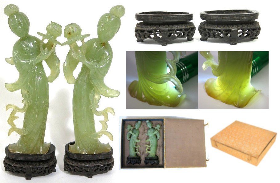 中国古玩 香炉 玉石製 砡製 翡翠 極上彫 彫刻 天球 唐木台付き 962g 龍