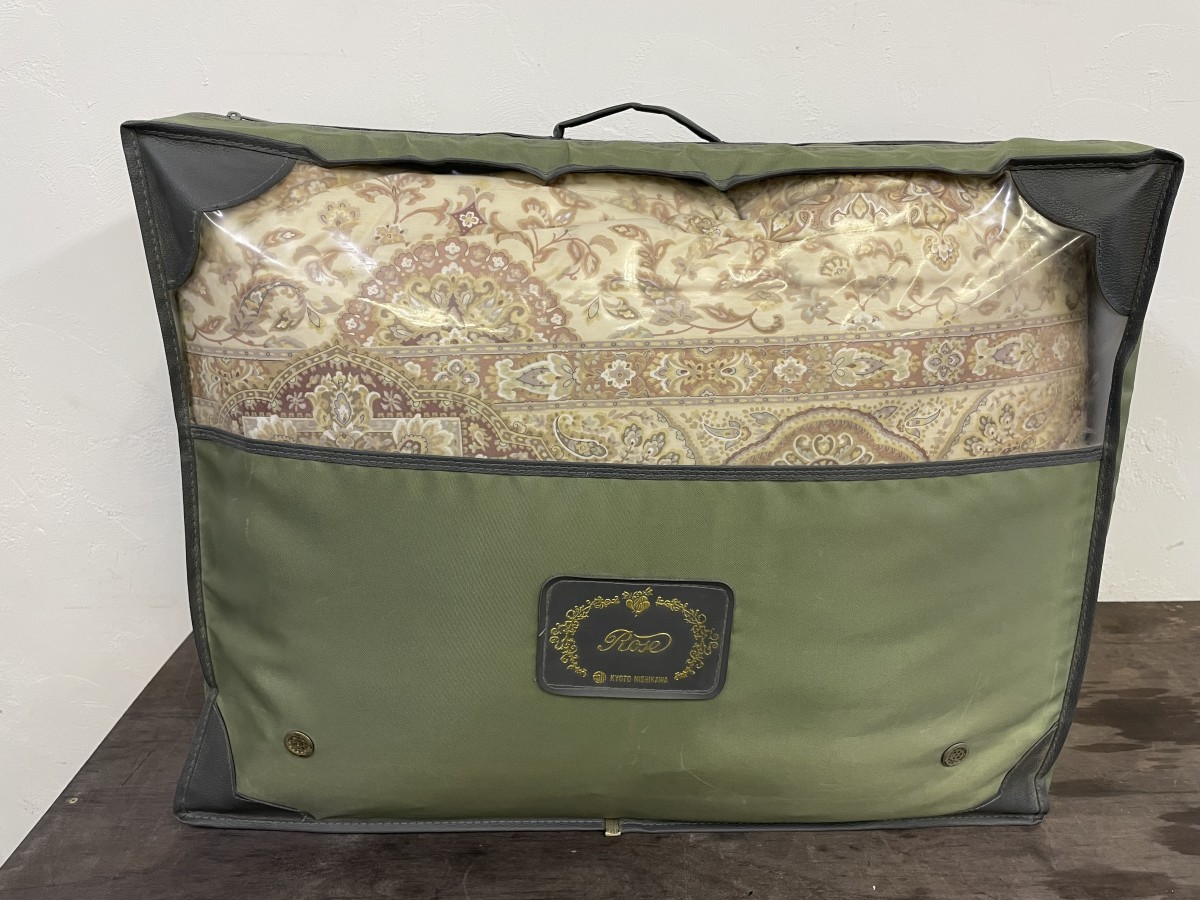 未使用保管品 京都西川 ローズ ホワイトグース シングル ダウン93％ 羽毛掛け布団 日本製 キルティング製 (1)