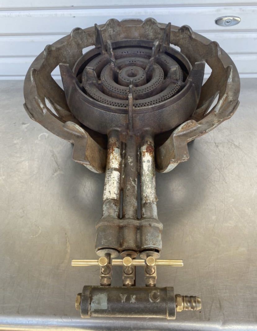 業務用ガスコンロ yk-305 三重コンロ　都市ガス 12A 13A用　中古品