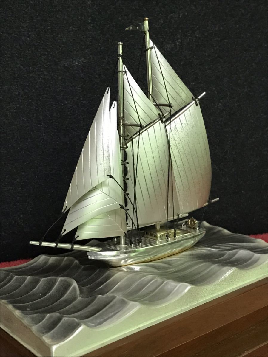 ☆銀製ヨット置物☆SILVER980刻印☆銀細工☆関武比古☆関工芸