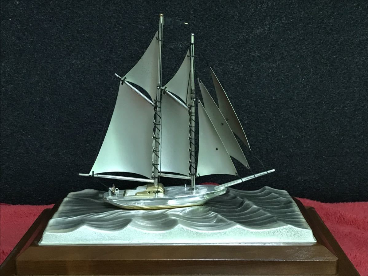 ☆銀製ヨット置物☆SILVER980刻印☆銀細工☆関武比古☆関工芸