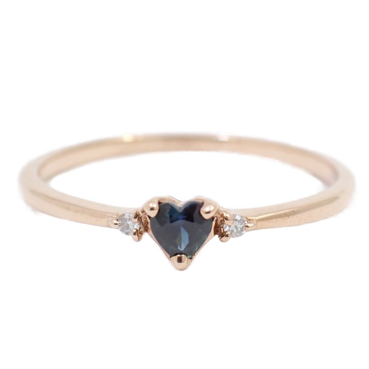 Canal4℃ カナルヨンドシー ハート リング 指輪 K10PG/ダイヤモンド/ブルーサファイア 10号 【いおき質店】