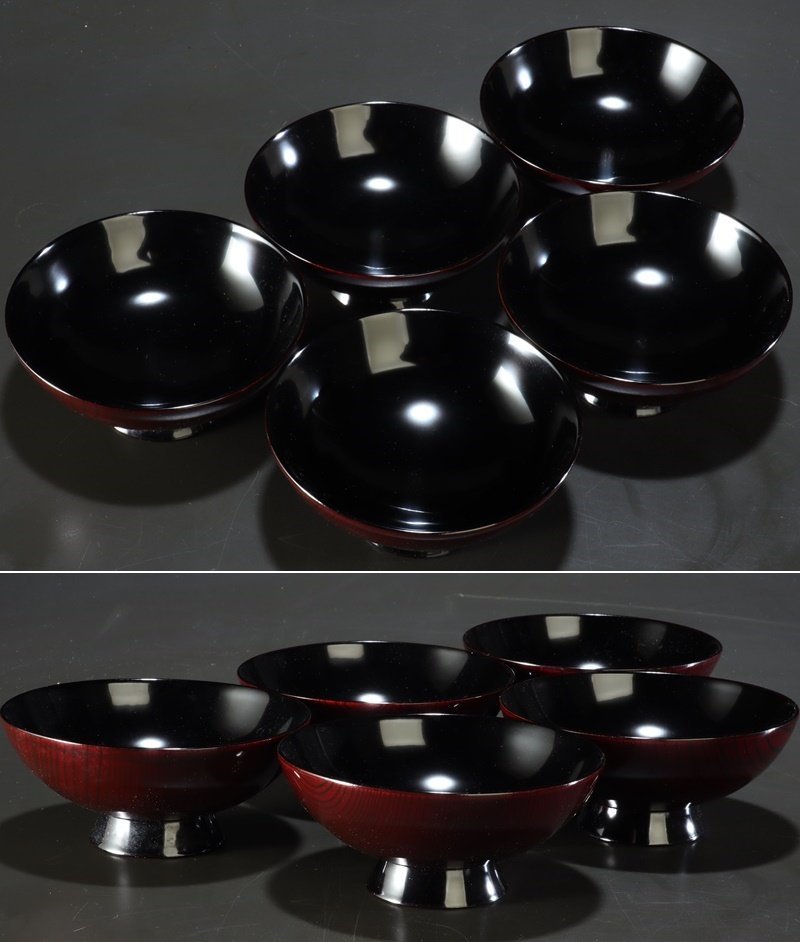 夢讃岐】茶道煎茶/木製漆器 見返し高蒔絵 吸物椀 5客揃（蓋5