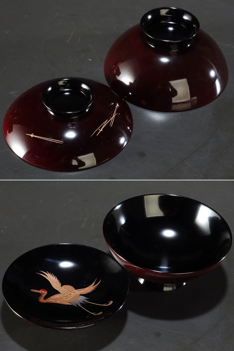 夢讃岐】茶道煎茶/木製漆器 見返し高蒔絵 吸物椀 5客揃（蓋5