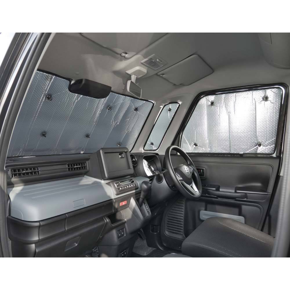 シェード 車中泊 用品 プライバシー 2022.8- MK33V スズキ スペーシアベース 専用 車 1台分 快適 プライベート 空間 シルバー 7910-55SI