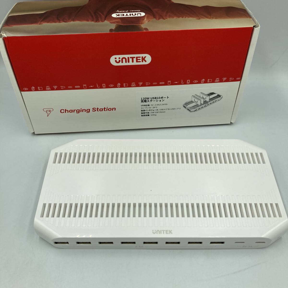 Unitek USB充電ステーション 10ポート卓上充電スタンド PSE認証済 10台同時充電/Y11740-P1