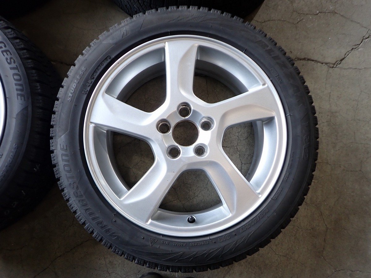 YS2082【送料無料215/50R17】VOLVO ボルボ 純正 V60 純正 BS VRX2 中古