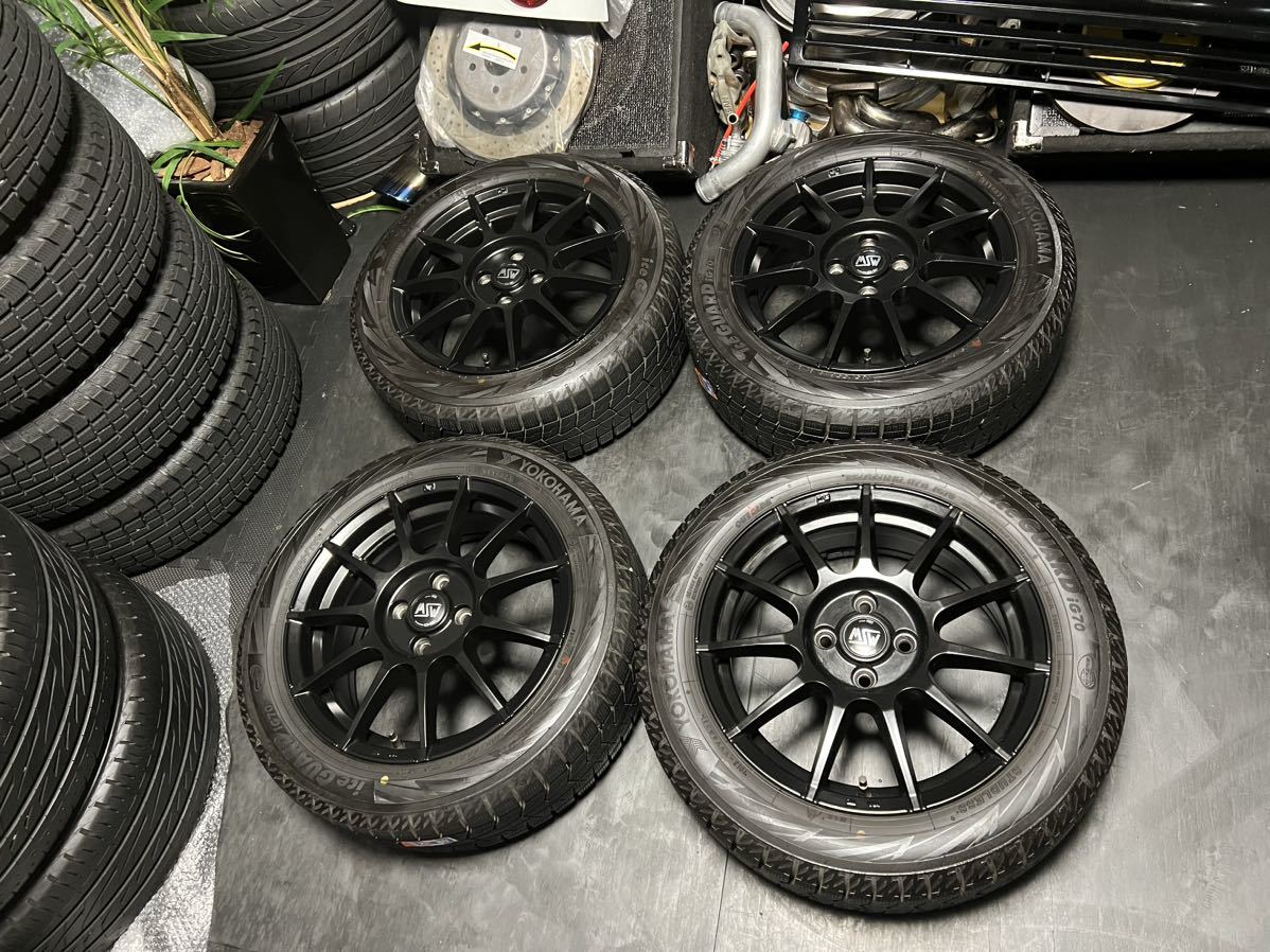 ミニ用 O.Z MSW 16インチ 6.5J＋50 PCD100 4穴 マットブラック YOKOHAMA iceGUARD iG70 195/55R16 2021年製 MINI R50 R52 R53 R55 R56等