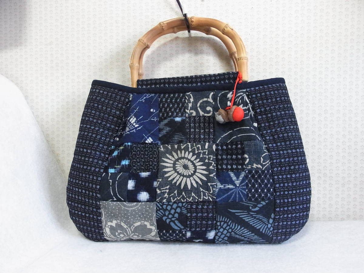 パッチワーク 着物リメイク 絣 古布 藍染 - 古布リメイク 日々の iichi 